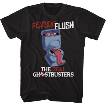 The Real Ghostbusters TV Series Fearsome Flush Black Adult T-Shirt Tee