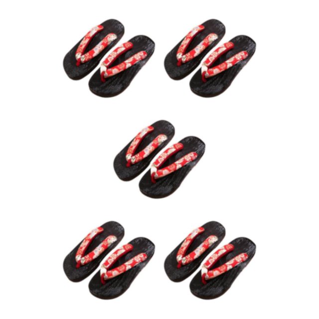 maskred Sabots Japonais Pantoufles Geta Sandales Tongs pour Hommes Femmes à la Mode et Polyvalents Rouge Rond Taille 39 Ensemble de 5