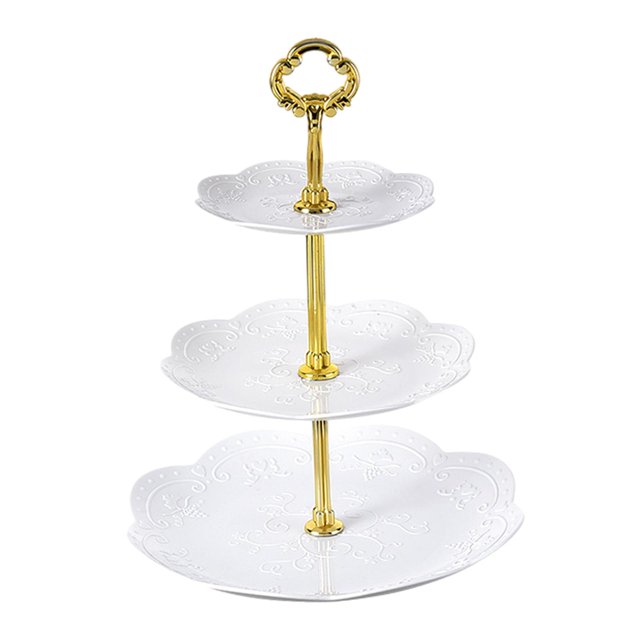 Cake Rack 3 Tiers Serving Tray Decor Decorative Wedding Party Décor Fruit Snack Plates Cup Cake Stand for Parties Celebration B