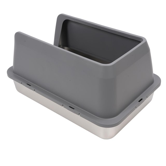 Stainless Steel Cat Litter Box with Lid, High Sided Large Metal Litter Box, Pet Kitty Litter Toilet Box Enclosed Kitty Litter Pan Anti Leakage Non Stick Easy to Clean