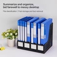 thumbnail image 2 of Deli Magazine File Book Holder, Sturdy Desktop Organizer, File Sorter Desktop File Folder Organizer Rack for Envelopes Mail Letter Paper Notebook, 4 Compartments, Plastics, Black, 2 of 10
