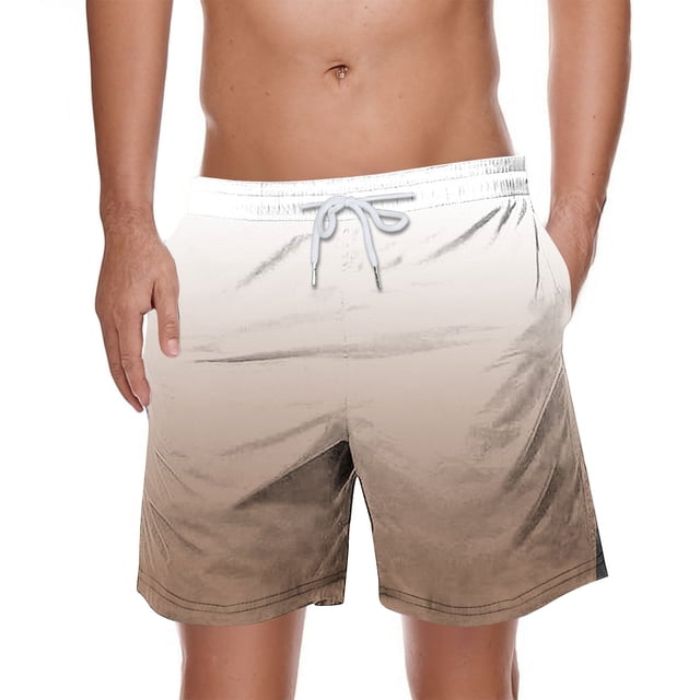 Plebaso Men's Gradient Color Shorts Casual Lightweight Beachwear Shorts Summer Classic Drawstring Shorts