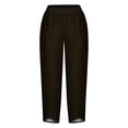 thumbnail image 4 of Timegard Plus Size Pants for Women Elastic Waist Solid Color Comfy Fall Casual Crop Pants with Pockets, 4 of 5