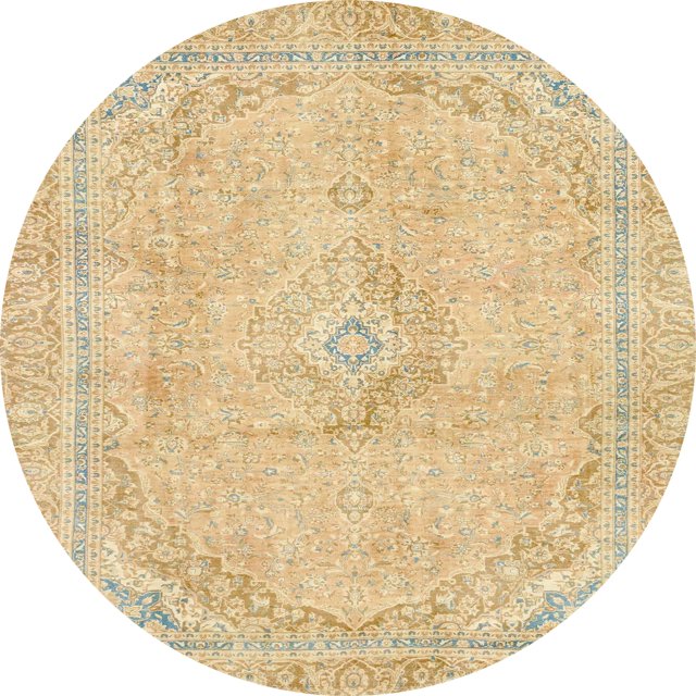 Ahgly Company Tapis d'Intérieur Ronds Abstraits Jaune Moutarde, Tapis de Zone Abstraits, 5 Pieds Rond