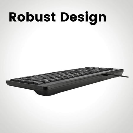 Perixx PERIBOARD-409P Wired PS2 Mini Keyboard, Black, US English Layout