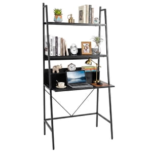 Costway Ladder Computer Desk, 3-Tier Home Office Writing Study Table with Storage Shelves