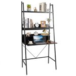 Costway Ladder Computer Desk, 3-Tier Home Office Writing Study Table with Storage Shelves