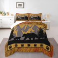thumbnail image 1 of YST Ensemble de Douillette Rustique Ours Format Simple pour Garçons, Ensemble de Literie Faune de Chasse Courtepointe d'Animaux Style Ferme pour Enfants Ados Adultes Chambre, Ensembles de Literie Douillette Planches de Bois Vintage, Brun, 1 of 6