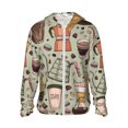 thumbnail image 1 of Vsdgher Machines à Café Macarons Imprimé Chocolat Sweat à Capuche Adulte pour Hommes Femmes, Manches Longues Protection Solaire Chemises de Pêche pour Course Athlétique Natation-Petit, 1 of 7