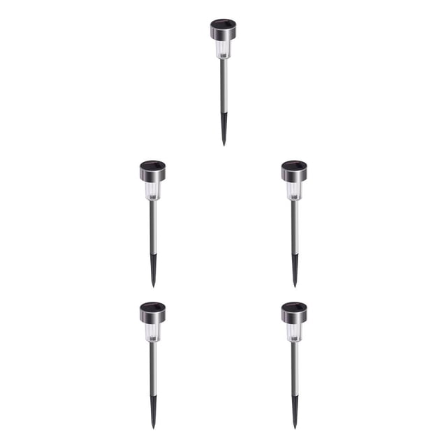 jesticaly 2Pcs Stainless Solar LED Lawn Lamp IP44 Outdoor Garden Pathway Landscape Lamp White 5Set