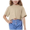thumbnail image 1 of zbxnLI Hauts Courts Athlétiques pour Filles T-Shirts à Manches Courtes pour Enfants Col Ras du Cou T-Shirt d'Entraînement de Gym T-Shirts de Course Vêtements de Sport, 1 of 7