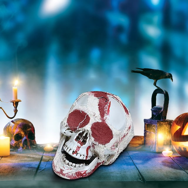 Yhmxh Halloween Decorations,Party Favors,Halloween Skeletons Plastic Realistic Fake Simulation Human Skull HeadBone Model Halloween Prop Realistic Mini Skeleton Spooky Halloween Decoration