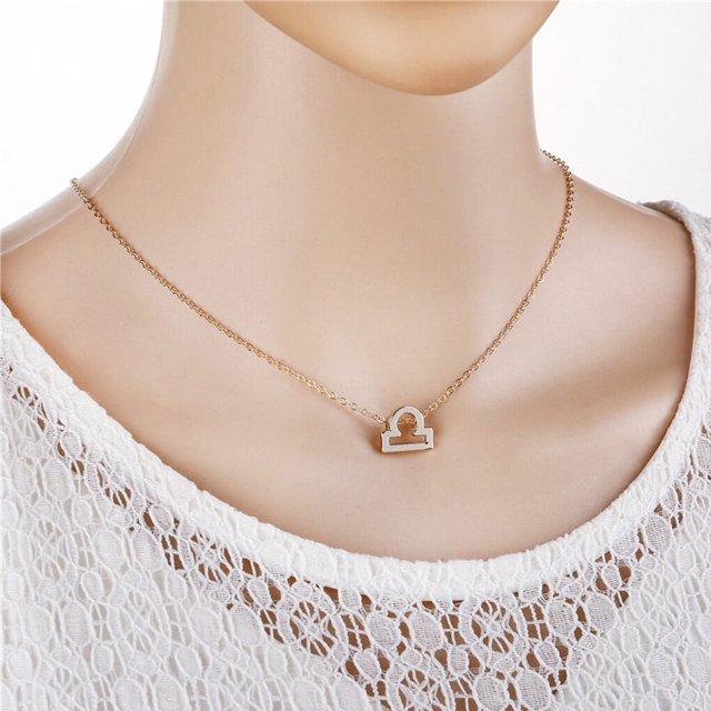 stanreset Constellation Theme Friendship Necklace Creative Comfortable Ins Exquisite Durable Rust-proof Lightweight Fashion Accessory Libra Silver