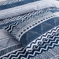 thumbnail image 2 of 3 Pcs Queen Boho Duvet Cover, Soft Mircrofiber White Geometric Pattern Printed on Blue Bohemian Comforter Cover Bedding Set, 2 of 5