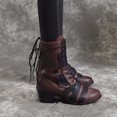 thumbnail image 4 of B91xZ Bottes pour Femmes Rétro Talon Haut en Daim Fermeture Éclair Mi-Mollet, Violet 6.5, 4 of 5