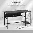 thumbnail image 3 of Gymax 55 Inches Computer Desk w/ Charging Station PC Desk w/ 4 Power Outlets & 2 USB Ports, 3 of 10