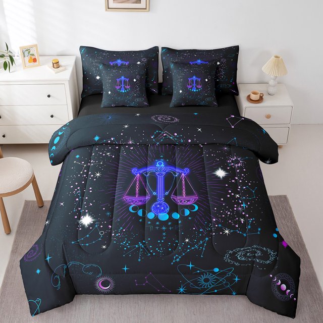YST Libra Bed in a Bag Psychedelic Galaxy Bedding Set, Full, 7 Count