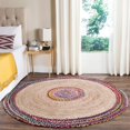 thumbnail image 2 of Indian Handmade Braided Multi Color Cotton with Natural Jute Round Rugs , Home Decor Carpet Size 7 x 7 Feet Round ( 210 cm x 210 cm), 2 of 3