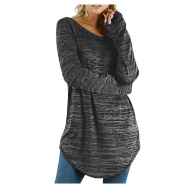 AherBiu Chandails Grande Taille pour Femmes, Coupe Ample, Chandail à Enfiler à Manches Longues, Tunique d'Entraînement à Porter avec des Leggings