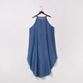 thumbnail image 2 of Pisexur Robes d'Été en Denim pour Femmes à Col Licou Décontractées Amples Vacances Robe Maxi en Jean Plage Sans Manches Robe de Soirée, 2 of 5