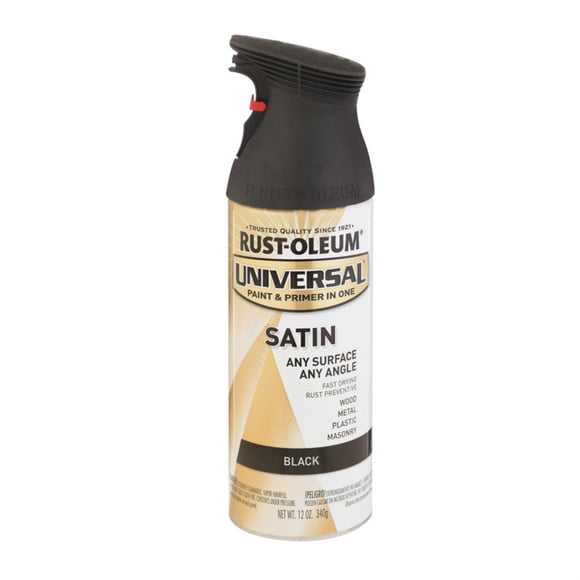 Rust-Oleum 245197 Universal Enamel Spray Paint, 12 Ounce (Pack of 1), Satin Black