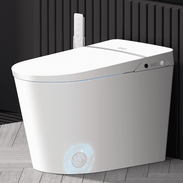 EPLO Smart Toilet Bidet Built in Tank,with Low Noise Flushing System,Auto Open/Close Lid, Auto Flush/DualFlush, Blackout Flush,Foot Sensor Operation