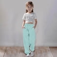 thumbnail image 1 of PMVFHDE Kids Pants Medium And Large Children Casual Girls Solid Color Drawstring Sweatpants,Blue,9-10 Years, 1 of 6