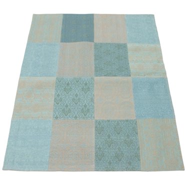 ECARPETGALLERY 5'8" x 7'8" Contemporary Collage Handmade Area Rug for Living Room, Dining Room and Bedroom in Blue