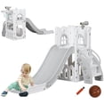 thumbnail image 1 of Qaba Glissoire 5 en 1 pour Tout-Petits pour Enfants de 1 à 3 Ans pour Usage Intérieur, Gris, 1 of 10