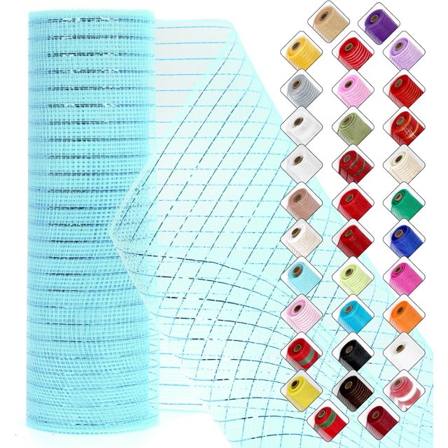 Mesh Ribbon for Wreaths 10 Inch x 30 Foot Wreath Mesh Rolls with Shiny Metallic Foil for Easter Christmas Party Wedding Home Decor DIY Craft Projects and Gift Wrapping