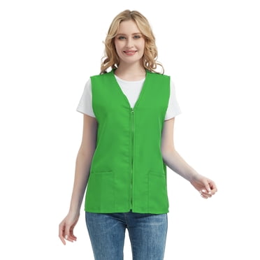 TOPTIE Adult Volunteer Activity Vest Supermarket Uniform Vests Clerk Workwear-Green-XL