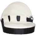 thumbnail image 1 of Outsunny Chaise Longue de Patio avec Canapé-Lit Rond Coussiné 4 Pcs Blanc, 1 of 10