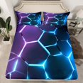 thumbnail image 2 of Erosebridal Teens Geometry Twin Sheet Sets, Futuristic Abstract Bedding Twin Size, Square Striped Decor,, 2 of 7