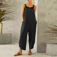 thumbnail image 2 of Birdeem Combinaison Pantalon à Bretelles Sans Manches pour Femme, Mode Été, Unie, Décontractée, avec Boutons et Poches, 2 of 4