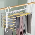 thumbnail image 3 of Yellow 9 Bar Foldable Pants Hanger Adjustable Stainless Steel Clothes organizer for Closet Space Saving Storage Rack 13.07X9.45X6.22 Inches Stainless Steel Yellow, 3 of 7