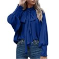 thumbnail image 1 of Timegard T Shirts for Women Ruffle Long Sleeve Crew Neck Tops Soft Solid Color Casual Loose Dressy Blouses, 1 of 5
