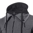 thumbnail image 4 of RXIRUCGD Veste Décontractée à Capuche à Manches Longues avec Poche Zippée pour Hommes, Gris Foncé, Taille : L, 4 of 5