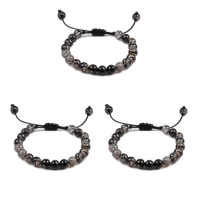 Decodeary Stackable Collection Bracelet For Men And Women Natural Gemstones Beads Minimalist Bracelet For Women Beads Bracelet Black dragon pattern 3Set