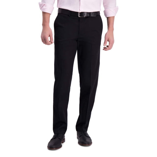 Haggar Pantalon Décontracté pour Homme Sans Repassage, Kaki, Coupe Droite, devant Plat, Taille Flexible