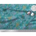 thumbnail image 1 of Soimoi Green polyester Crepe Fabric Leaves & Floral Hand Drawn Printed Fabric 1 Yard 42 Inch Wide, 1 of 2