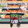 thumbnail image 4 of Costway Folding Shopping Cart Jumbo Basket Rolling Utility Trolley Adjustable Handle New, 4 of 10