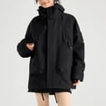 thumbnail image 4 of Women's Fashion Solid Color Long Sleeve Waterproof Rain Jacket with Zipper Pockets, Windbreaker Coat for Outdoor Use, Hooded Design for All-Weather Protection, 4 of 7