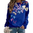 thumbnail image 3 of QJUHUNG Sweat-Shirt Décontracté à Manches Longues pour Femmes Papillon Imprimé Graphique Floral Pull Léger, 3 of 3