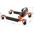 thumbnail image 3 of Kojooin Car Dolly Set of 2, 1500LBS Capacity Wheel Dolly with Hydraulic Tire Jack and Ratcheting Foot Pedal for Vehicle Positioning for Truck RV Trailer, Orange, 3 of 7