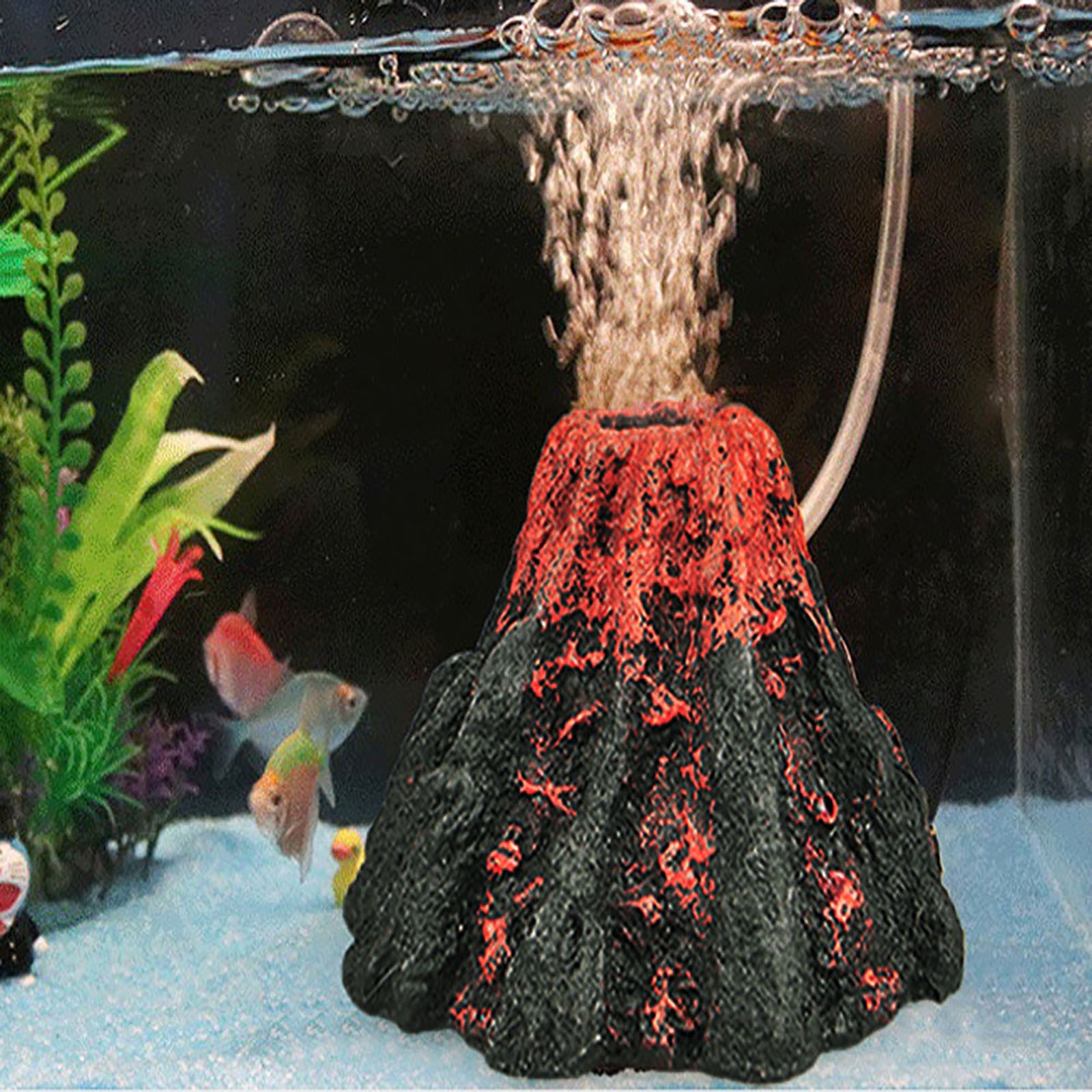 Wuztai Aquarium Volcano Decor, Oxygen Pump Fish Tank Ornament, Resin Bubbler for Water Currents PH Balance