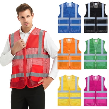 TOPTIE Veste de Sécurité en Maille Haute Visibilité Coupe Ajustée avec Poches, Plusieurs Couleurs pour Activité d'Équipe