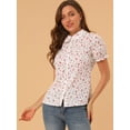 thumbnail image 3 of INSPIRE CHIC Chemise à Manches Courtes pour Femme en Coton à Imprimé Floral avec Col Peter Pan, 3 of 6