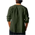 thumbnail image 4 of zbxnLI Mens Linen Shirts Drawstring V Neck Long Sleeve Shirt Lightweight Spring Fall Long Sleeve T-Shirts, 4 of 8