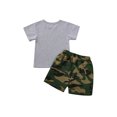 thumbnail image 2 of FOCUSNORM Ensemble T-Shirt à Manches Courtes à Lettres pour Petit Garçon et Short Camouflage, 2 of 9