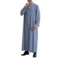 thumbnail image 4 of Styesk Jackets for Men Men's Muslim Robe Arab Middle Robe Long Style Long Sleeve Standing Neck Pocket Pullover Long Shirt Fashion Casual Robe, 4 of 8
